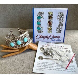 Vtg CAROLYN POLLACK Set of 6 Changing Seasons CUFF BRACELETS Sterling TURQUOISE